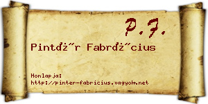 Pintér Fabrícius névjegykártya
